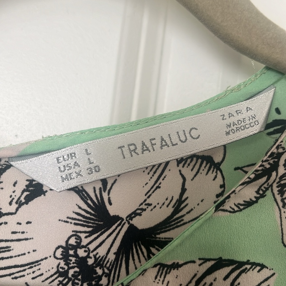 Zara Mint Green Floral Mini Dress - Picture 3 of 3